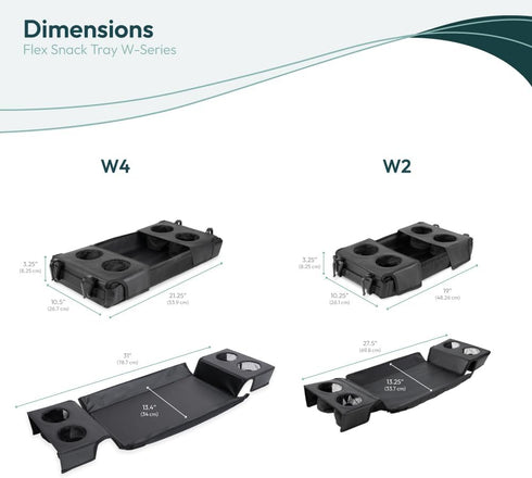 WONDERFOLD W2 Flex Snack Tray for Stroller Wagon with Convertible Cup Holders & Adjustable Sidewalls to Maximize Space