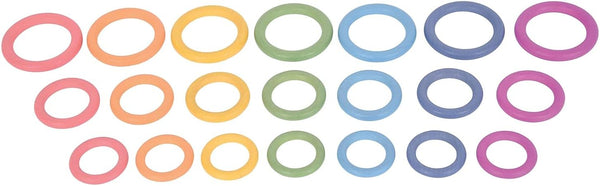TickiT-73977 Rainbow Wooden Rings - Set of 21, Counting and Sorting Rings, Loose Parts Wooden Toy for Babies and