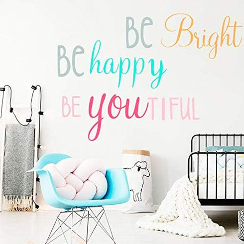 Inspirational Wall Decor Quotes for Boy Girl RoomBe Bright Be Happy Be