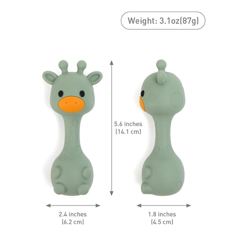 Sand Silicone Giraffe Rattle & Teether for Babies