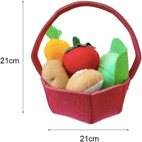 Felt Food vegetables Set , Toddler Vegetable Basket ,Soft Vegetable Shopping Basket,Soft Plush Pretend Play Food includes Carrier, Tomato, Carrots ,Potatoes for Ages 3+ , Toy Grocery Food Playset