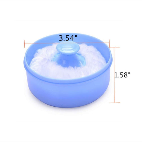 Pack of 2 Baby Body Cosmetic Powder Puff Sponge Box Case (Blue/Pink)