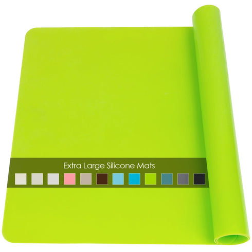 Extra Large Green Silicone Table Mat, Waterproof Protector for Crafts, Kids Dinner Placemat, Kitchen Pastry Rolling