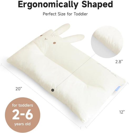 Choc chick Toddler Pillow, 20X12 inches Machine Washable 100% Cotton Pillowcase, Soft Hypoallergenic Kids Pillows
