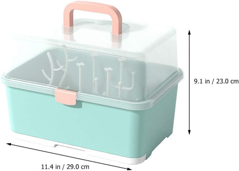 Baby Bottle Drying Rack - 1Pc Container with Cover and Easy-Carry Handle for Bottles and Cups