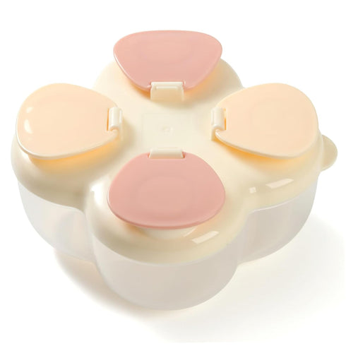BEAHING Travel Formula Container, 4-Compartment Formula Container with Lids, Yellow Baby Dispenser On
