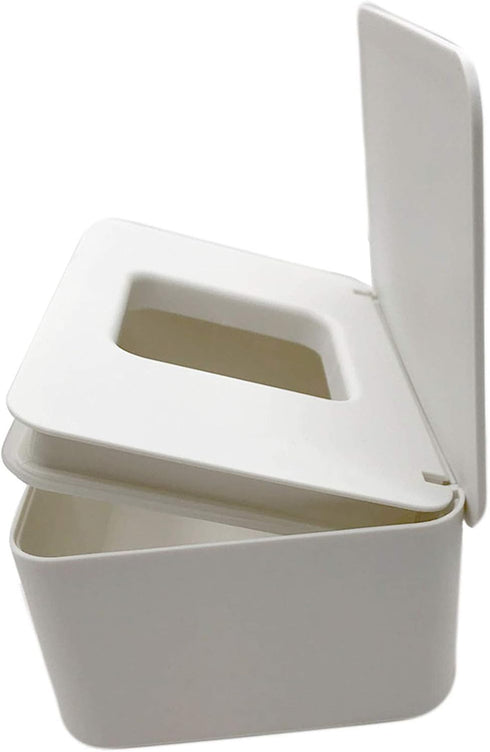 DEF Wipes Dispenser - Polypropylene Baby Wipes Case, Keeps Wet Tissue Fresh, Easy Open and Close, Non-Slip (White)