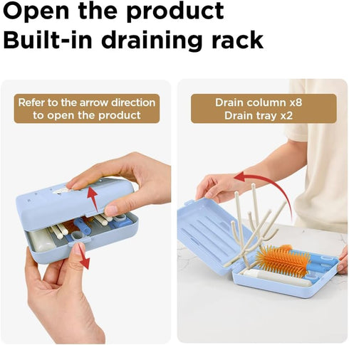 YOTIME Travel Bottle Brush, Travel Bottle Cleaner Kit with Foldable Bottle Drying Rack, for Visit Friends