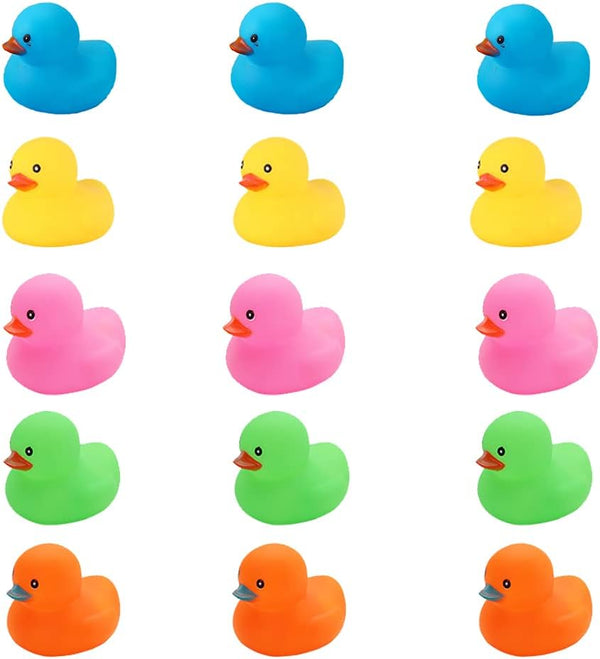 YUERFEILA Bath Duck Toys 15 PCS Colorful Mini Rubber Ducks Squeak and Float