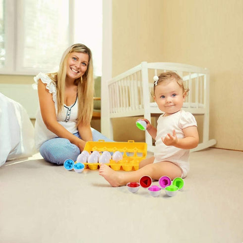 MAGIFIRE Playtime Matching Eggs for Toddlers - 12 Matching Eggs with Shapes and Colors