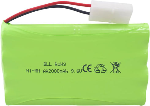 AA 9.6V 2800mAh Rechargeable Battery with Tamiya Plug and USB Charging Cable for RC Toy Cars and Trucks