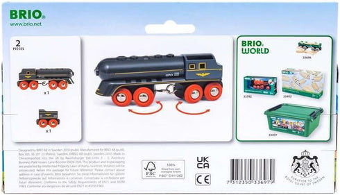 33697 2-Piece Set 3+ BRIO World - Speedy Bullet Train - Engaging Wooden Toy Train | Ideal for Kids Age | Enhances Motor