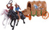 Western Figures Horse Carriage Model Playset, Plastic West Figurines Riding Horse Action Figure Educational Toys for