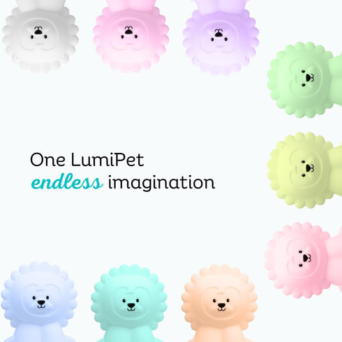 9 Lumipets Remote Control Silicone Night Light for Kids - Lion Design with Soft Colors & Sleep Timer - Rechargeable