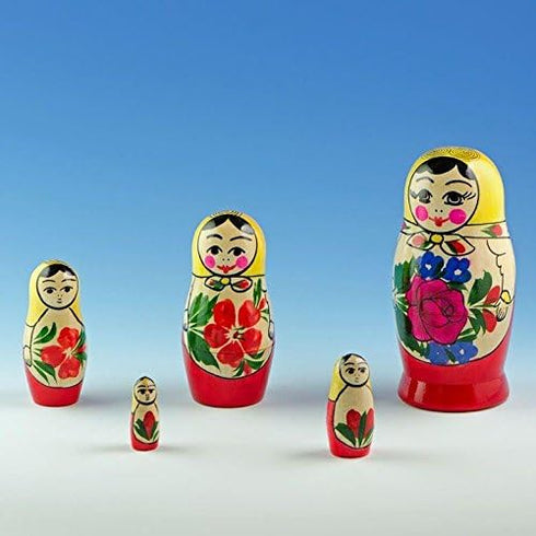 BestPysanky Set of 5 Unfinished Wooden Nesting Dolls - DIY Craft Blanks for Painting, 5.75 Inches