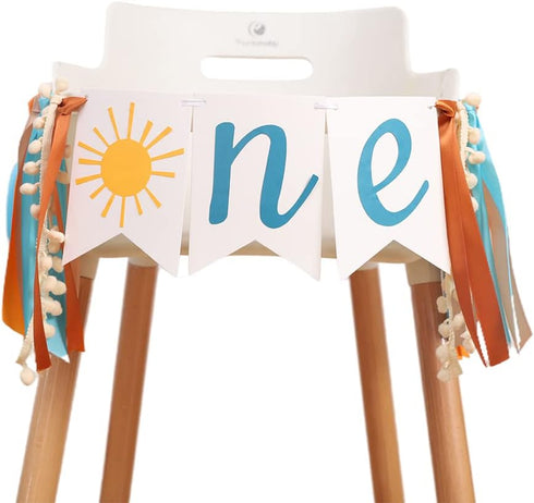MADENG 1st You Are My Sunshine High Chair Banner - Sun Themed First Birthday Party Decorations For Boy, Boho Sun
