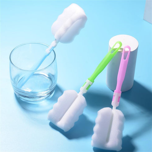 3PCS Bottle Brush, Long Sponge Bottle Cleaning Brushes, Baby Bottle Cleaner Brush, Nipple Brush, Blue, Green, Pink