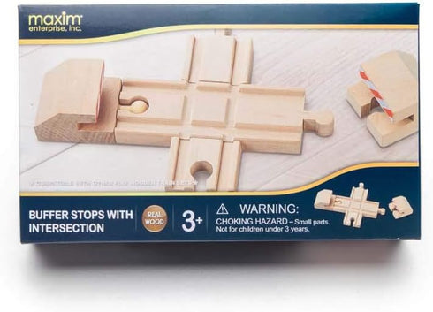 2 maxim enterprise, inc. Wood Intersection Track with Buffer Stops, Wooden Track Accessories for Toy Train, Red