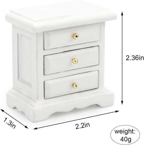 Miniature Bedside 1:12 Furniture Nightstand Drawer Cabinet Model Accessories for Bedroom Mini House Scene Decorations