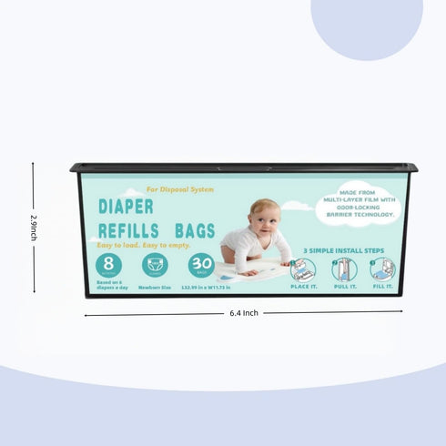 Chariholis 30 7-Layer Technology-5 Packs Diaper Pail Refills Bags with Bags Compatible with Genie Easy Roll Signature