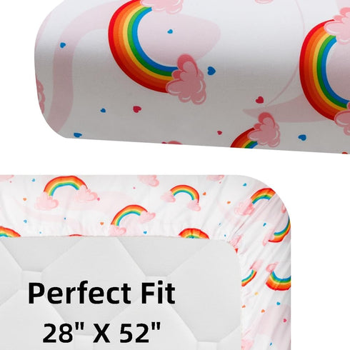 FIGEPO 4 Pack Set Baby Girl Crib Sheets Soft Fitted Floral or Elephant Theme Baby Girl Mattress Covers Breathable