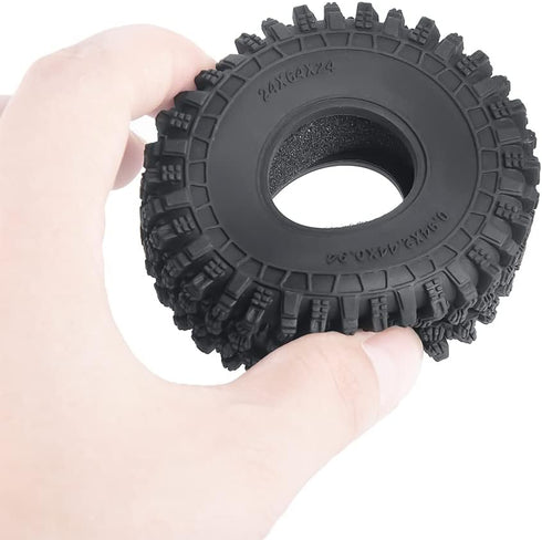 4PCS RC Soft Rubber 1.0 Tires 64MM with Foam Insert for 1/18 TRX4M 1/24 SCX24 Upgrades RC Crawler Car