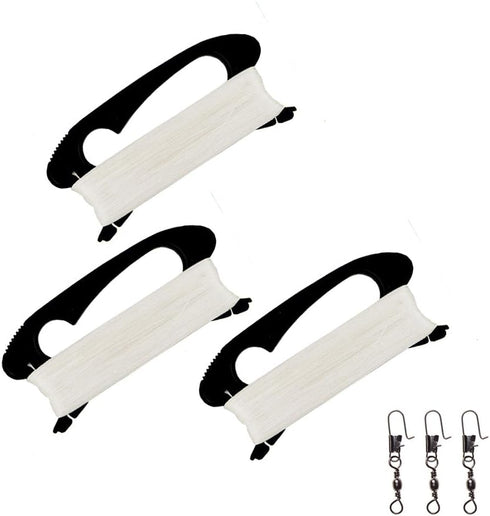 USATDD 328 Feet Kite Spool - 3 Pack, Total 1000 Feet Handle with Line String Winding Board, Outdoor Sports Tool (Black)