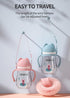 1-3 12+ 270ml/9oz (2Pack,Pink) Oberni No Spill Sippy Cups, Double Sealing Leakproof Water Bottle with Weighted Straw