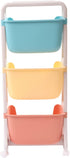 YIYIBYUS 3-Tier Kids Toy Box Storage Organizer Utility Rolling Cart with Universal Wheels, Cute Smiley Design, Doll