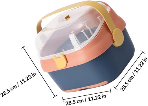 Bottle Drying Rack and Storage Box with Lid Large Pink-Blue Dustproof Drainer for Feeding Bottles and Pacifiers Kitchen
