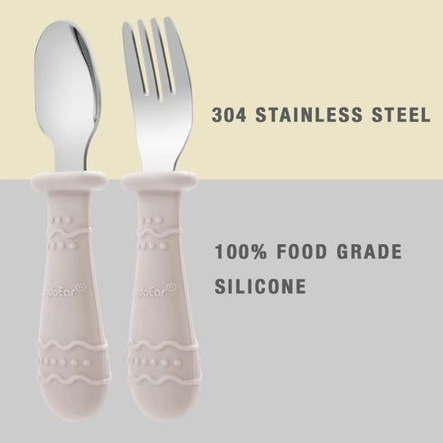 PandaEar 6 Pack Toddler Plates and Utensils Set, 2 Pack Silicone Baby Plates with Suction & 4 Stainless Steel Spoons