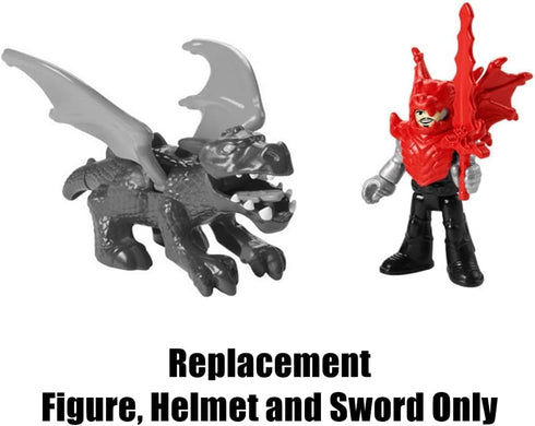 Imaginext Replacement Parts for Fisher-Price Blazing Battler's Dragon Playset - Black and Silver Figure with Helmet &