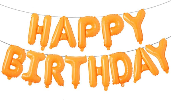 Happy Birthday Balloons, Aluminum Foil Banner Balloons for Party Decorations and Supplies - Orange