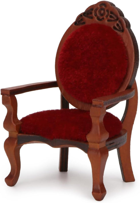 Dollhouse Couch Miniature Chair, 1:12 Wood Retro Vintage Upholstered Victorian Armchair