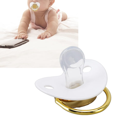 Set Baby Pacifier, Stylish DIY Photo Decoration Infant Bling Pacifier Clip for Newborn (White M)