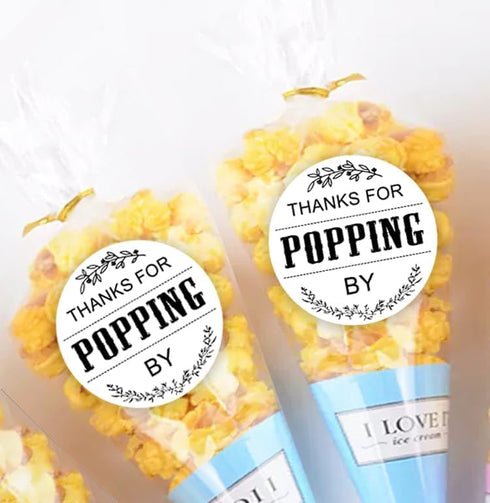 120 Ready to Pop Stickers - Baby Shower Favours, Thanks for Popping by, 1.6 Inch Round Design