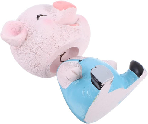 EXCEART Blue Piggy Bobble Head Toy - Resin Pig Figure for Car Dashboard Decor, Birthday Cake Ornament