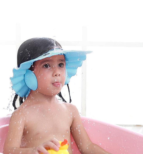 PENINSULA LOVE Baby Shampoo Cap Waterproof Baby Shower Cap Adjustable Bathing Hat Visor Hat with Ear Muffler