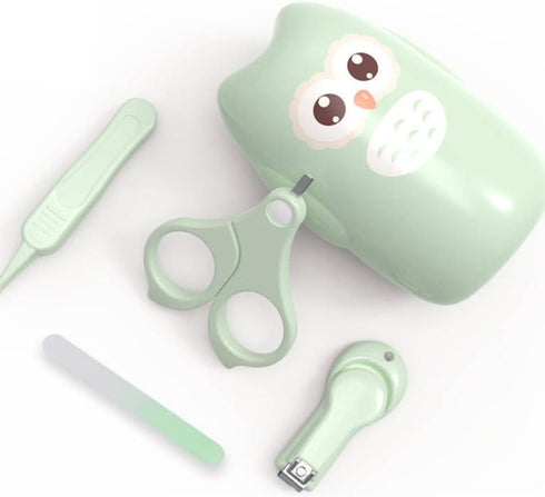 Set Trimmer Mikinona Nail Clippers and Tweezers for Infants, Mint Green Safety Manicure Kit with Anti-Cut Design, Nail
