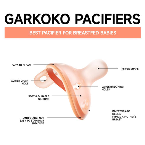 0-6 0-3 5pcs Garkoko Baby Pacifiers Month, Breast Like Shape Soft Silicone Newborn Pacifiers Months with Large Air