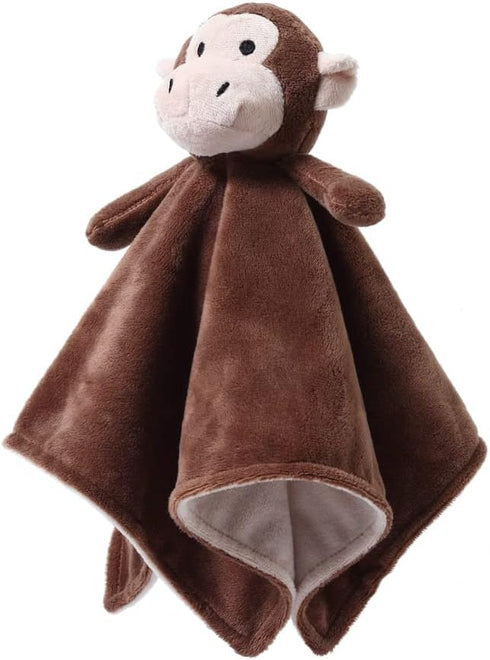 CREVENT Cozy Plush Baby Security Blanket Loveys for Baby Boys with Animal Face, Baby Shower/Birthday Gifts (Brown