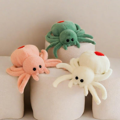 Spider Stuffed Animal Soft Fur Huggable Green Spider, Adorable Playtime Plush Toy,Jumping Spider Plush Super Soft Plush Doll Animal Toy for Kids & Adults 9.8inch