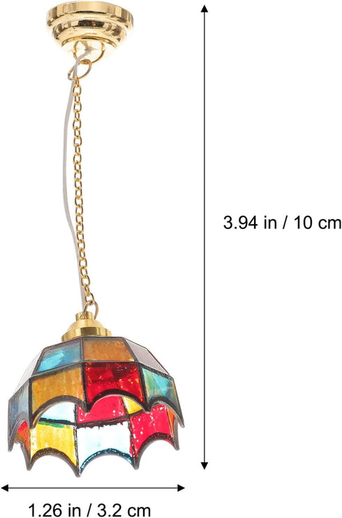 3.93X1.25X1.25 Inch Uonlytech Mini Adornment Dollhouse Ceiling Light Battery Operated Miniature Hanging Led Lamp