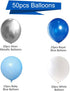 Blue Silver White Latex Balloons, 50pcs 12 inch Metallic Balloons for Birthday Wedding Party Decoration