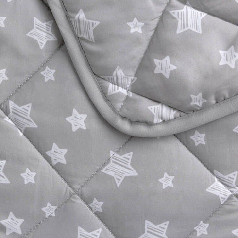 Baby Comforter for Boys and Girls, Quilted Grey Star Print, Ultra Soft Down Alternative, 39x47 Inches