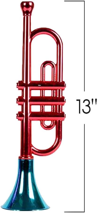 13 Inch Set 5, ArtCreativity Metallic Trumpets, of Fun Plastic Musical Instruments Noise Makers for Parties and Events
