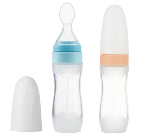 PandaEar (2 Pack) Silicone Baby Food Dispensing Spoon, 4 oz Infant Fruit Squeeze Feeder for Travel Friendly Use