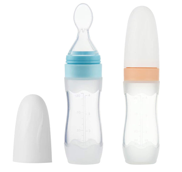 PandaEar (2 Pack) Silicone Baby Food Dispensing Spoon, 4 oz Infant Fruit Squeeze Feeder for Travel Friendly Use