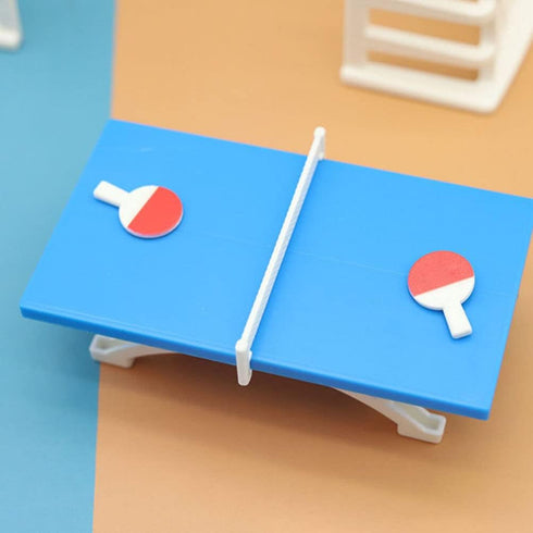 Doll House Accessories Miniature Table Tennis Set, Basketball Hoop & Fun Sports Novelty Ball Bats
