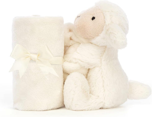 Jellycat Bashful Lamb Soother, 13.5 inches - Security Blanket & Lovey for Babies